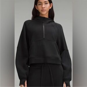 LULULEMON Cropped Oversized Half Zip Scuba Hoodie Black XS/S Sweatshirt Womens